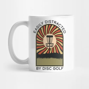 Easily Distracted by Disc Golf | Disc Golf Vintage Retro Arch Mountains Mug